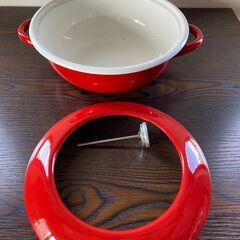 パール金属　ホーロー温度計付天ぷら鍋23cm　レッド　８００円の画像