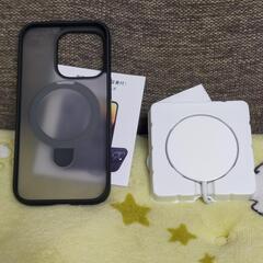iPhone15Pro スマホケース マグセーフ充電器 スタンド機能 セット売りの画像