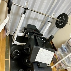 マルチプレスベンチ+ラバーバーベルセット100kg トレーニング...