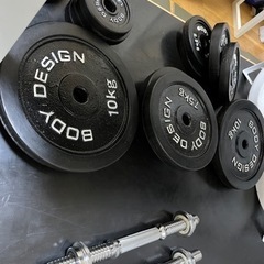 マルチプレスベンチ+ラバーバーベルセット100kg トレーニングジム　プロテイン　ホームジム　総重量100㎏　BODY DESIGN 美品　3/23、24、26 の画像