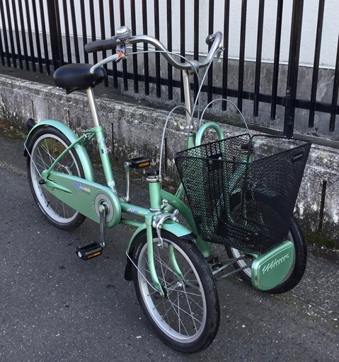 ＜整備済・美品＞ブリヂストン・ミンナ三輪自転車・グリーン 鍵付き・前二輪で乗りやすいです
