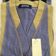 【新品未使用】JASMI シルク100％ メンズ デザインカーディガン藤色の画像