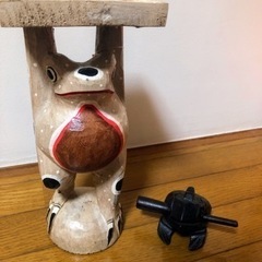 【新品タグ付き☆カエルの花台とカエルの置き物セット】