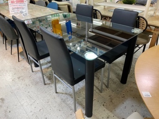 【愛品館 江戸川店 ダイニングセット】ガラストップ ダイニングテーブル5点セット ID:152-009084-007