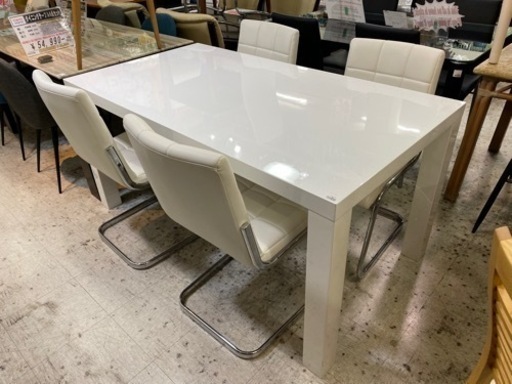 【愛品館 江戸川店 ダイニングセット】TOKYO interior（東京インテリア）グロスホワイト ダイニングテーブル5点セット ID:152-009089-007