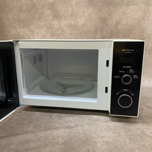 電子レンジ HITACHI　日立　HMR-TR221-Z6　2017年製　60Hz専用　ターンテーブル　ホワイト　家電製品　中古品　動作確認済み