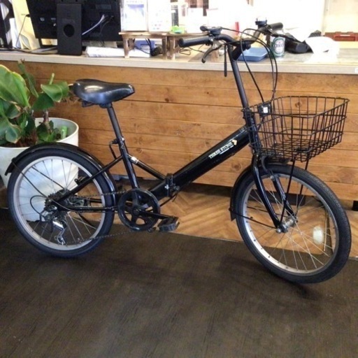 【前後タイヤ新品！】6段変速　20インチ折りたたみ自転車　ブラック