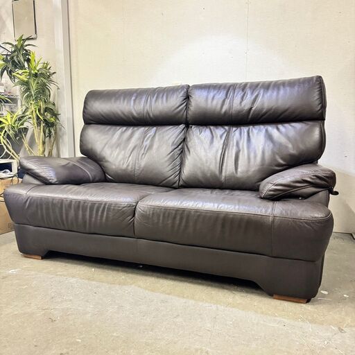 W 16559   ハイバック2人掛けソファ　レザーソファ   ◆大阪市内・東大阪市他 5,000円以上ご購入で無料配達いたします！◆