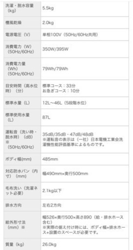 ハイアール洗濯機5.5kg