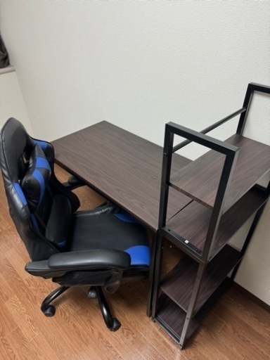 3点セット　①デスク②ラック（本棚）③チェア（ゲーミングチェア）
