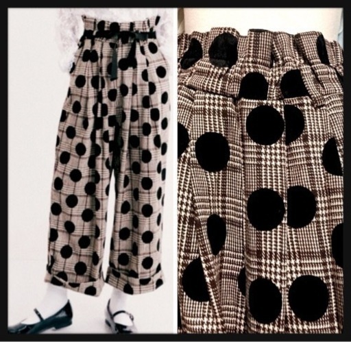 ご購入者様決定꒰merlot plus꒱ハイウエストドット柄チェック柄 ワイドパンツ 夢可愛い