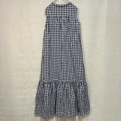 グローバルワーク ティアード Vネック マキシ ワンピース 白 黒の画像