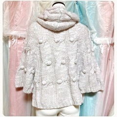 ꒰Cynthia Rowley꒱ニット ダッフル ポンチョ 夢可愛いLサイズOKの画像