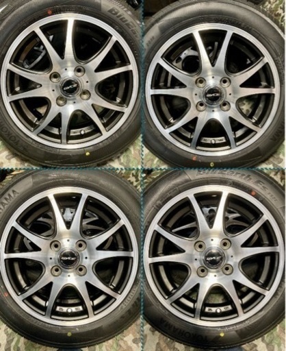 「商談中」㉘155/65R14新品ヨコハマタイヤ4本と中古美品ホイールとナット付き