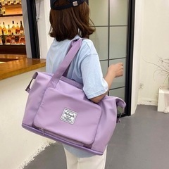【新品未使用】靴/バッグ  トートバッグトラベルバッグ  旅行かばん　大容量　超軽量  折りたためる 拡張 パープルの画像