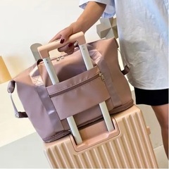 【新品未使用】靴/バッグ  トートバッグ トラベルバッグ  旅行かばん　大容量　超軽量  折りたためる 拡張 ピンクの画像