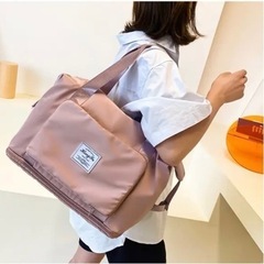【新品未使用】靴/バッグ  トートバッグ トラベルバッグ  旅行かばん　大容量　超軽量  折りたためる 拡張 ピンクの画像