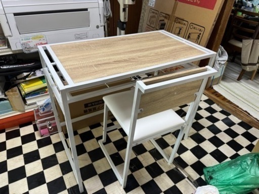 リサイクルサービス八光】幅90ウェイブ デスク デスクセット (八光