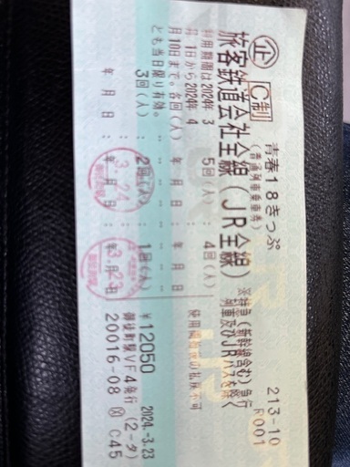 18きっぷ　残3回分