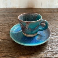 【美品】丸伊製陶 信楽焼 コーヒーカップ&ソーサー 露草 容量約...