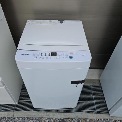 Hisense 4.5kg洗濯機 HW-T45D 2020年製 通電確認済み 新設計パルセーター シャワー水流 洗濯板式ステンレス槽 糸くずフィルター