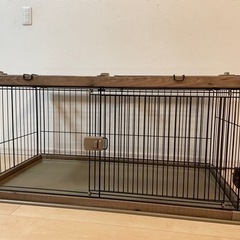 屋根付きペットサークル　アイリスオーヤマ　木目調ウォールナットの画像