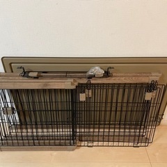 屋根付きペットサークル　アイリスオーヤマ　木目調ウォールナットの画像