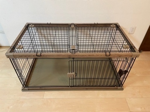 屋根付きペットサークル　アイリスオーヤマ　木目調ウォールナット