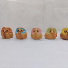 【お取引中】①箸置 五色ふくろう5こ②コットンタオルマット2枚③うちわ