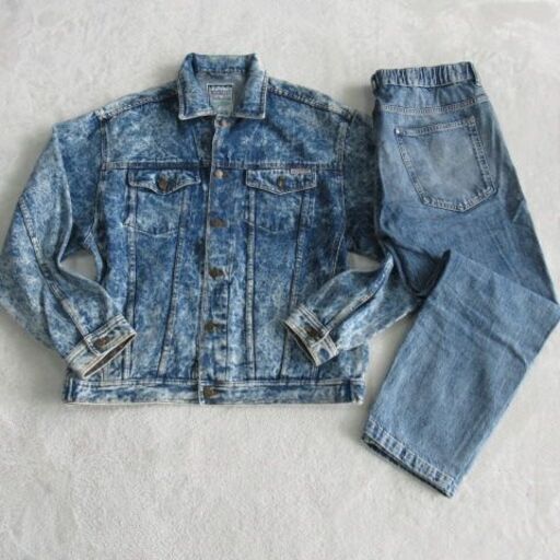 b92 《美品 L》 MANPHOTO マンフォト デニムジャケット &DENIM デニムパンツ セットアップ ケミカルウォッシュ メンズジャケット レディース