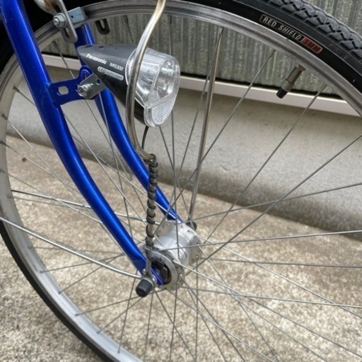 【都内/千葉市引取】ママチャリ 27インチ カゴ/鍵/オートライト付 ブルー