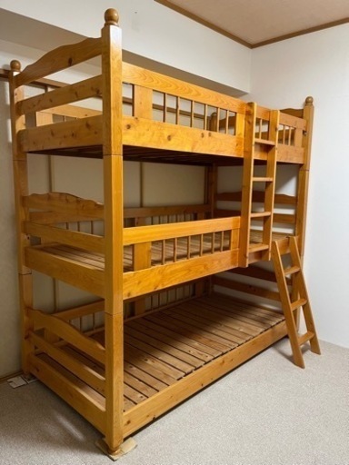 ３段ベッド　ナチュラルカラー（ライトブラウン）