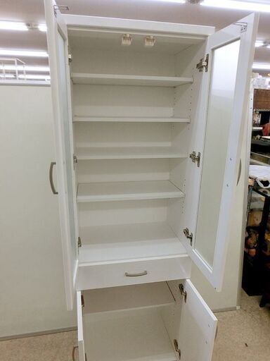■食器棚 コパン T 60 WH 幅60.cm 地震時の扉ロックラッチ付き　白 ホワイト キッチン収納 札幌 西野店