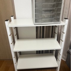 オープンシェルフ 白　書類ケース付きの画像
