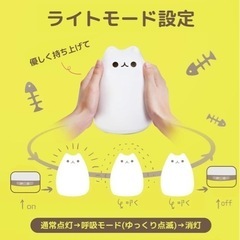 ✨萌えニャンコ ナイトライト 呼吸ランプ USB充電式の画像