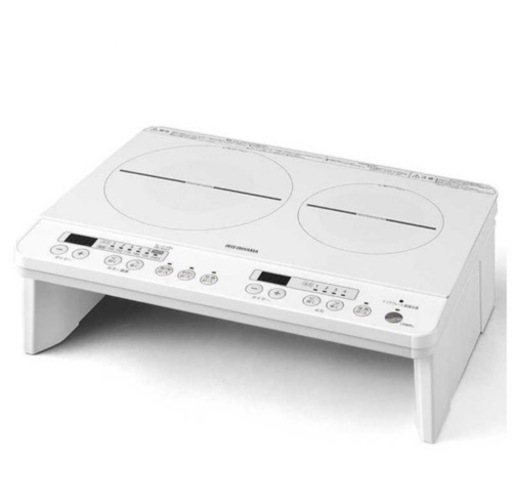 IRIS OHYAMA　2口IHクッキングヒーター 脚付 ホワイト 　IHK-W12S-W