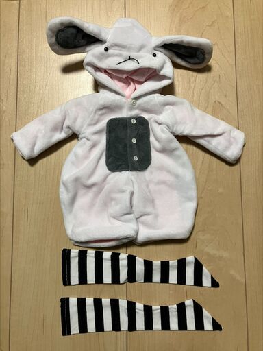 MDD ドール服　うさぎ　ジャンプスーツ　つなぎ服（白）