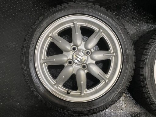 DUNLOP WM01 165/55R15 スタッドレス SUZUKI アルト 純正ホイール ENKEI製 15インチ 4.5J4HPCD100+45 バリ溝 ワゴンR スペーシア等(KTM001)