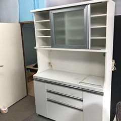 食器棚 キッチンボード ホワイト 幅130 ルームズ 頑丈 高級 コンセント4口