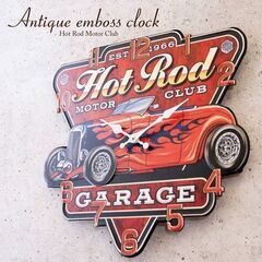 【壁掛時計】アンティークエンボス クロック Hot Rod Mo...