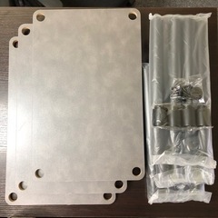 【外箱傷み／未組立未使用品】オープンラック　4段　モルタルグレー棚板×黒支柱の画像