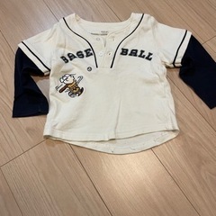 スヌーピー 長袖 野球 ベースボールシャツ 100