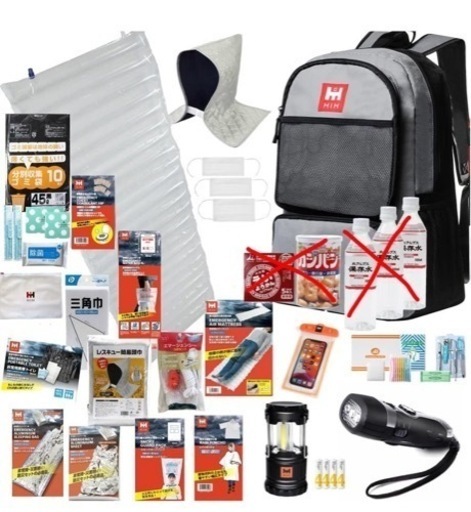 HIHリュックタイプの防災セット  +MUJI 折りたためるヘルメット