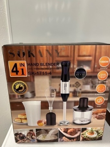 Sokany 4イン1多機能ハンドブレンダー食品chooperハンドヘルドミキサー1000ワットe726黒