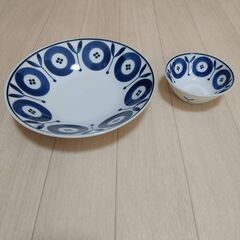 美濃焼 ブルーガーデン カレー皿・ボウルセット新品の画像