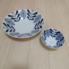 美濃焼 ブルーガーデン カレー皿・ボウルセット新品の画像
