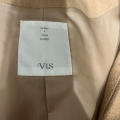 vis  ノーカラーベージュロングコートの画像