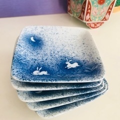 松峰窯 豆皿 小皿　うさぎ　可愛い　5枚　新品