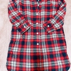 無印良品 110 ロングシャツ ワンピース チェック柄
