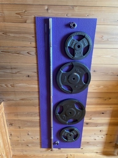 ベンチプレス台とバーベルシャフト28mm プレート 60kg　長野市　引き取り限定　近隣配達可能